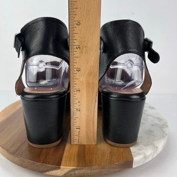 Miz Mooz Gia 39 Black Chunky Platform Ankle Strap Soft Leather Sandal Heel Boho - Picture 11 of 12